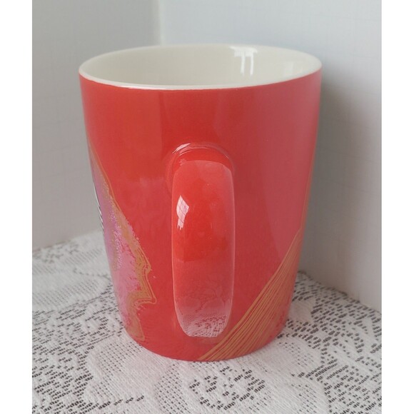 Starbucks Red Green Fancy Swirl Green Logo Coffee Tea Mug 2021 10 oz Mermaid Cup - Picture 3 of 7